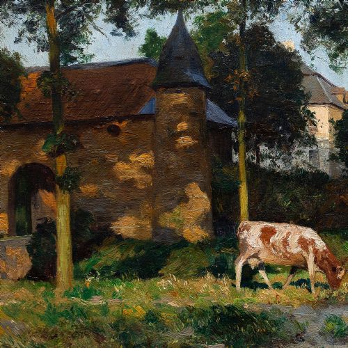 fig 2. Wilhelm Fritzel, Under The Oaks, Impressionist Landscape Oil Painting