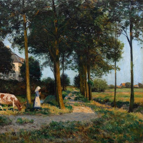 fig 3. Wilhelm Fritzel, Under The Oaks, Impressionist Landscape Oil Painting