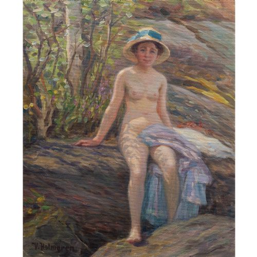 fig 1. Vilhelm Holmgren, The Artist’s Wife, Antique Oil Painting