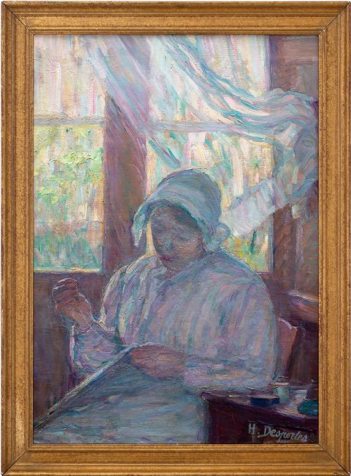 Henriette Desportes, La Couture, Early 20th-century Oil Painting, French Interior Scene