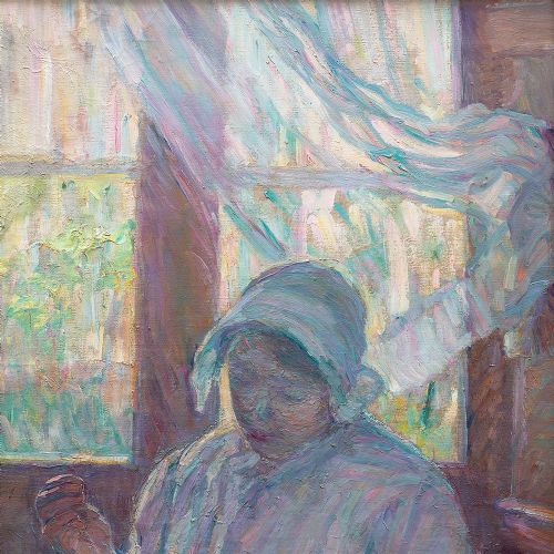 fig 2. Henriette Desportes, La Couture, Early 20th-Century Oil Painting, French Interior Scene