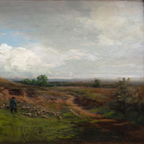 fig 3. Wilhelm Jett, Impressionist Pastoral Scene, 19th-Century Antique Landscape Painting