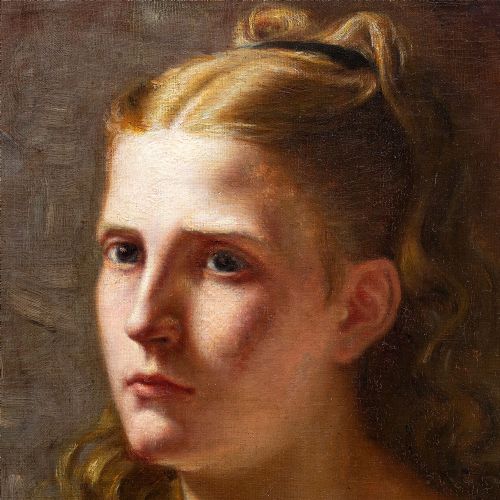 fig 1. 19th-Century Danish School, Portrait Of A Woman In A White Dress, Antique Portrait