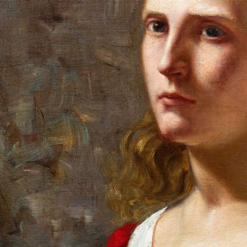 fig 2. 19th-Century Danish School, Portrait Of A Woman In A White Dress, Antique Portrait