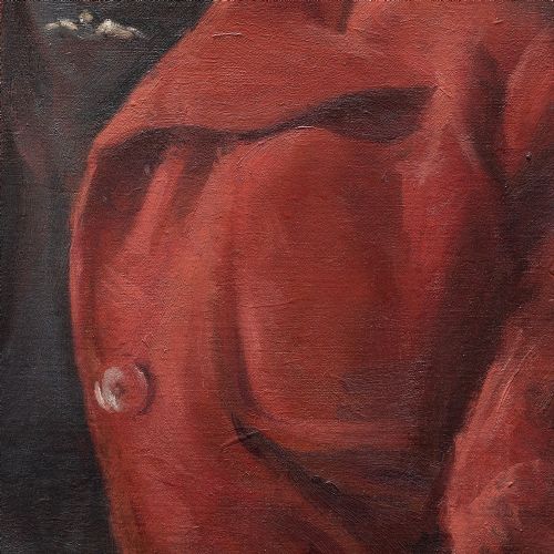 fig 4. Hamish Paterson, Portrait Of A Lady With A Red Coat, 1940s Vintage Oil Painting