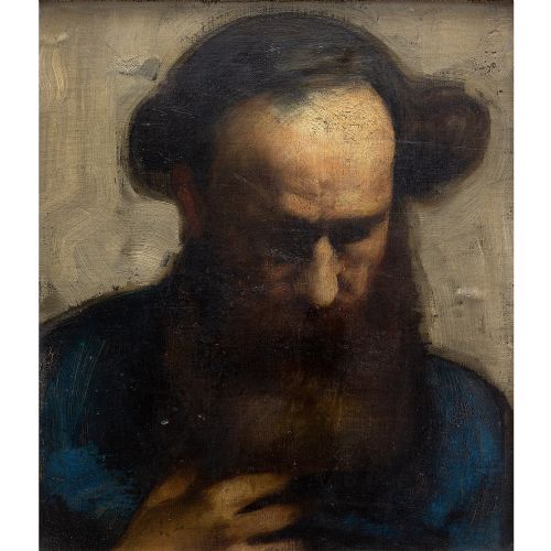 fig 1. Josef Huber-Feldkirch, Study Of A Man, 19th-Century Antique Portrait Painting