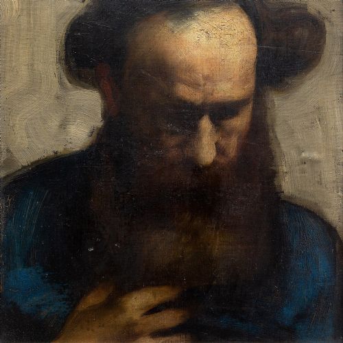 fig 3. Josef Huber-Feldkirch, Study Of A Man, 19th-Century Antique Portrait Painting