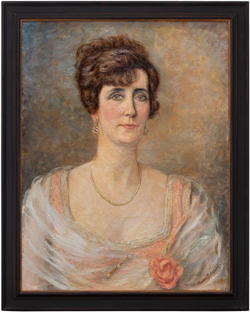 Eleanor Stewart Wood, Portrait of a Woman, Antique Oil Painting