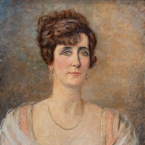 fig 2. Eleanor Stewart Wood, Portrait Of A Woman, Antique Oil Painting