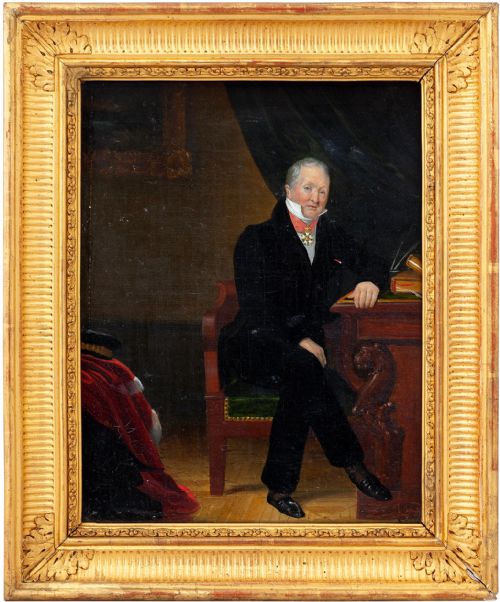 Pierre Lecomte, Interior Scene with Lawyer, 19th Century Antique Oil Painting