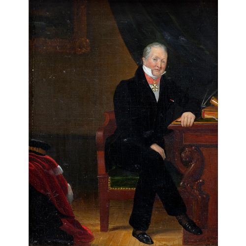 fig 1. Pierre Lecomte, Interior Scene With Lawyer, 19th Century Antique Oil Painting