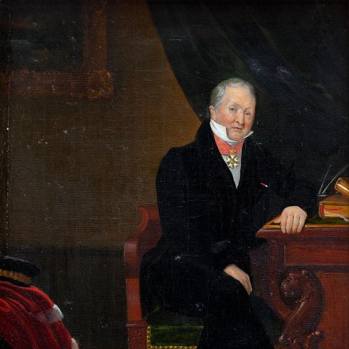 fig 2. Pierre Lecomte, Interior Scene With Lawyer, 19th Century Antique Oil Painting