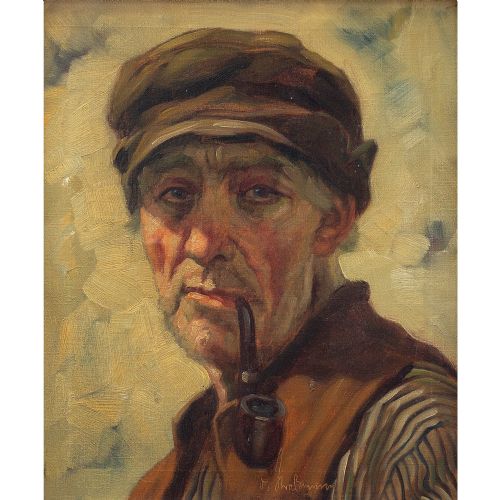 fig 1. Otto Strassmann, Portrait Of A Sailor, Vintage Oil Painting
