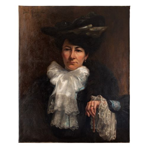 Paul-antoine Hallez, Portrait of a Lady with an Umbrella