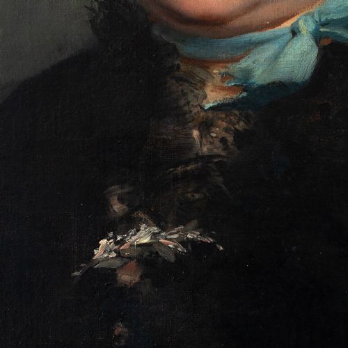 fig 3. Edgar Boutry, Portrait Of A Lady With Blue Ribbons, Early 20th-Century Oil Painting