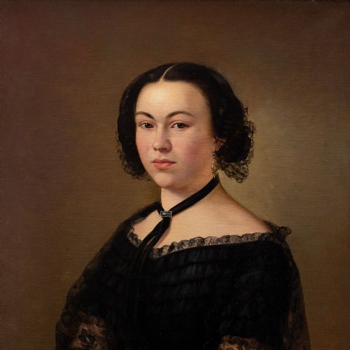 fig 2. Alois Julius Paschek, Portrait Of A Lady In Black, 19th-Century Antique Painting