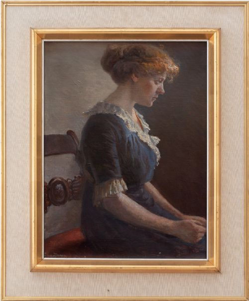 Olaf Simony Jensen, Portrait of a Seated Woman, 1920s Oil Painting