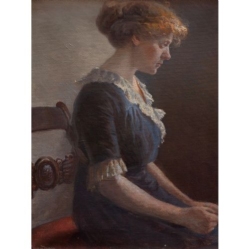 fig 1. Olaf Simony Jensen, Portrait Of A Seated Woman, 1920s Oil Painting