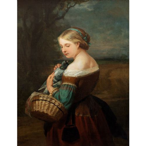 fig 3. Carl Wagner, Portrait Of A Girl With A Pigeon, 19th-Century Portrait