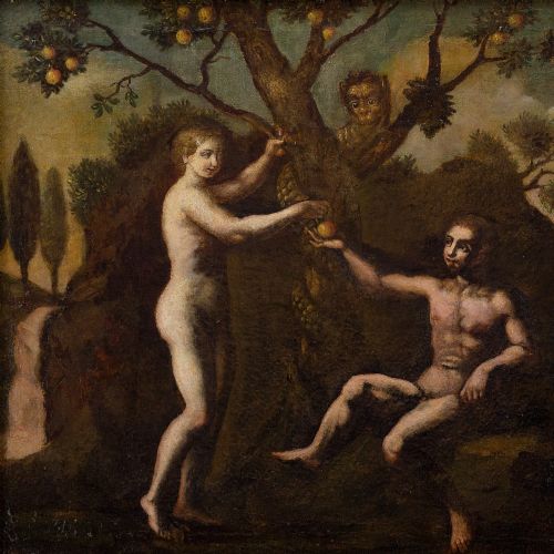 fig 2. 16th-Century German School, The Fall Of Adam, Religious Antique Oil Painting