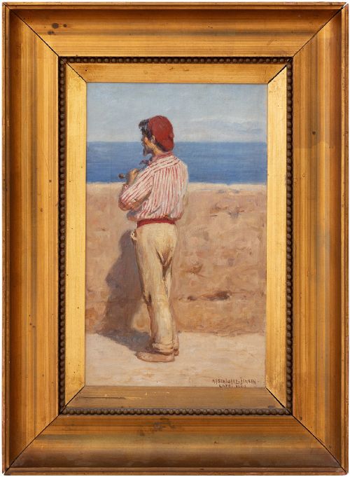 Niels Frederik Schiottz-jensen, Capri, Antique Oil Painting