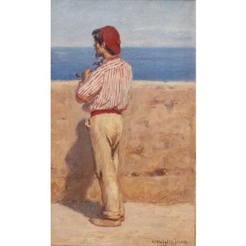 fig 1. Niels Frederik Schiottz-Jensen, Capri, Antique Oil Painting