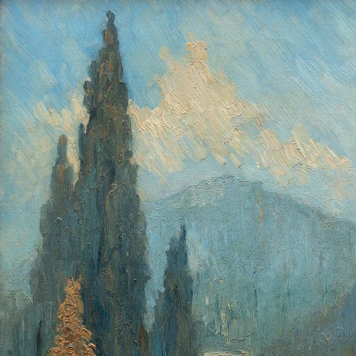 fig 4. William J Solby, Mountain Landscape With Lake, 1920s Oil Painting