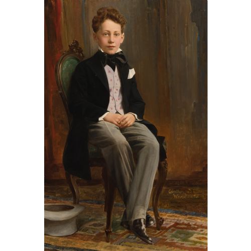 fig 1. Early 20th-Century German School Portrait Of A Boy, Antique Painting