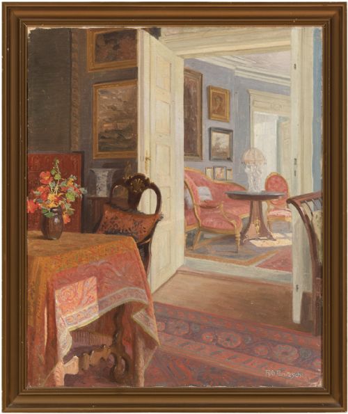 Robert Gustav Otto Panitzsch, Interior Scene, Vintage Oil Painting