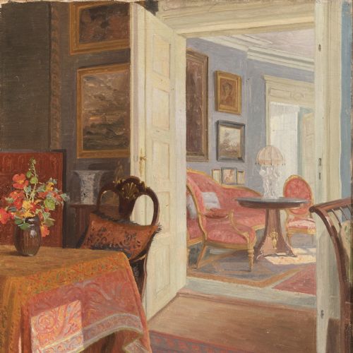 fig 3. Robert Gustav Otto Panitzsch, Interior Scene, Vintage Oil Painting