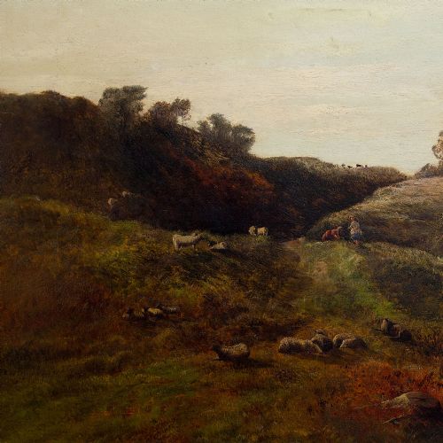 fig 2. Huge, Charles Leslie, Landscape With Maids Tending The Flock, Large 19th-Century Antique Oil Painting