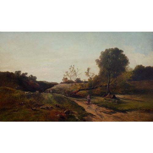 fig 3. Huge, Charles Leslie, Landscape With Maids Tending The Flock, Large 19th-Century Antique Oil Painting