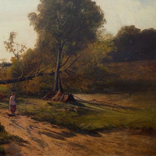 fig 4. Huge, Charles Leslie, Landscape With Maids Tending The Flock, Large 19th-Century Antique Oil Painting