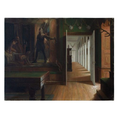 Christian Tilemann-petersen, Interior Scene from Glorup Manor, Denmark, Oil Painting