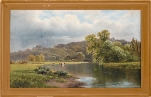 William Reed, the River Trent Near Donnington, Leicestershire, Antique Oil Painting
