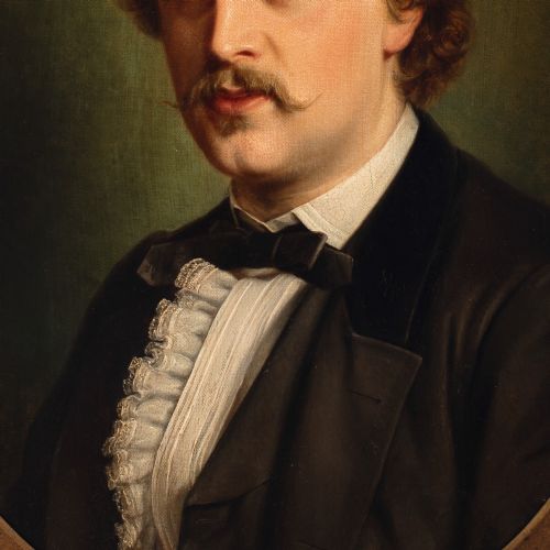 fig 1. Hans Christian Jensen, Portrait Of Niels Viborg Johannes Petersen - Antique Oil Painting