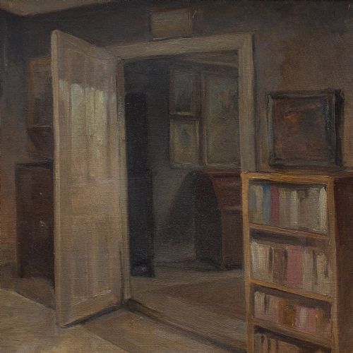 fig 1. Jacob Meyer, Quiet Interior Scene - Vintage Oil Painting 