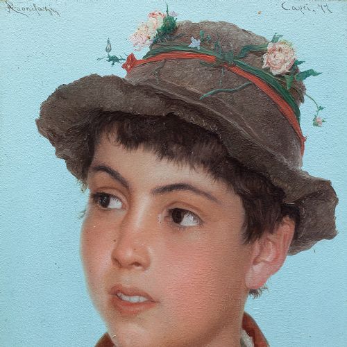 fig 1. Adriano Bonifazi, The Boy From Capri - Antique Oil Painting