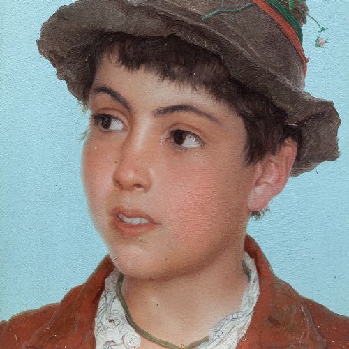 fig 2. Adriano Bonifazi, The Boy From Capri - Antique Oil Painting