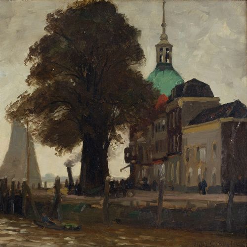 fig 4. Victor Gilsoul, Bord De Fleuve - Antique Oil Painting
