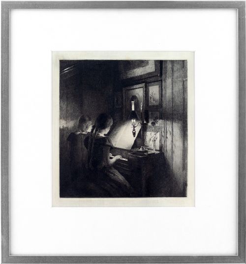 Peter Ilsted, Piano Lesson - Antique Etching