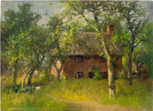 Frederick Golden Short, Mr Lester’s Cottage Near the Church, Burley, New Forest - Antique Oil Painting