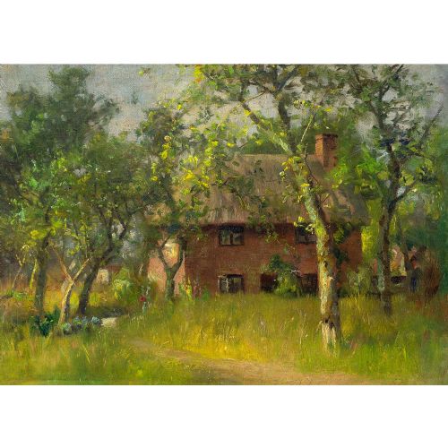 fig 1. Frederick Golden Short, Mr Lester’s Cottage Near The Church, Burley, New Forest - Antique Oil Painting 