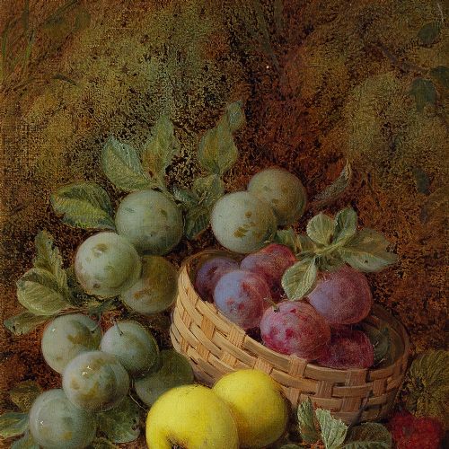 fig 3. George Clare, Still Life With Apples & Plums - Antique Oil Painting 
