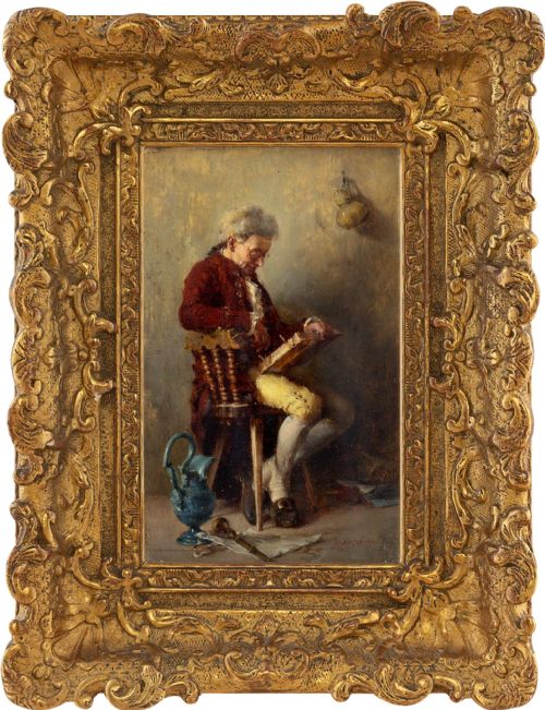 Anton Laupheimer, Portrait of an Artist at Work - Antique Oil Painting