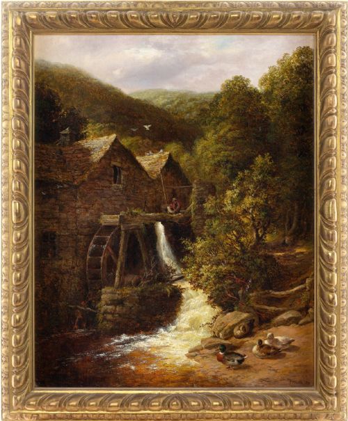 Thomas Whittle the Younger, the Old Watermill, Trefriar, Wales - Antique Oil Painting