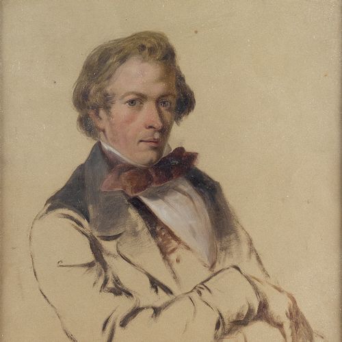 fig 1. 19th-Century, Portrait Study Of A Gentleman - Antique Oil Painting 