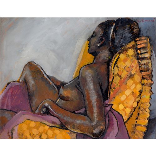 fig 1. Louis Georges Bouché, Portrait Of A Female Nude - Vintage Oil Painting 