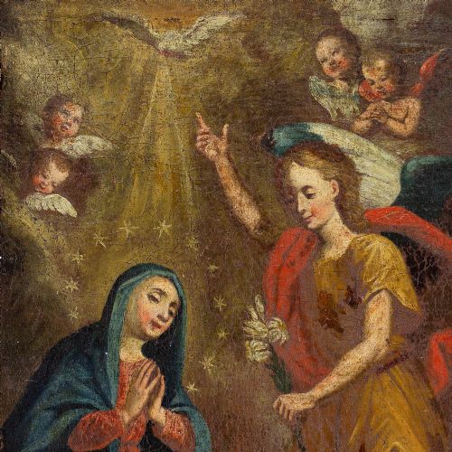 fig 2. 17th-Century Austrian School, The Annunciation - Antique Oil Painting