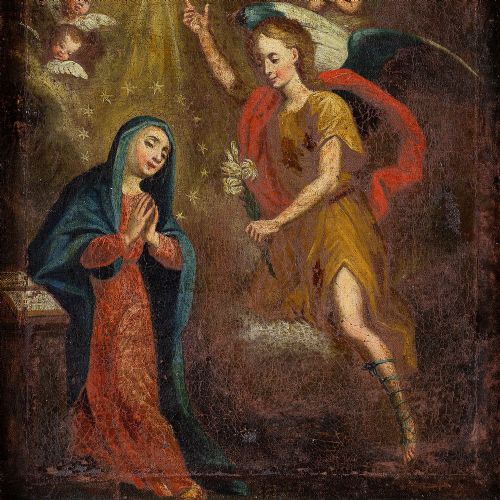 fig 4. 17th-Century Austrian School, The Annunciation - Antique Oil Painting